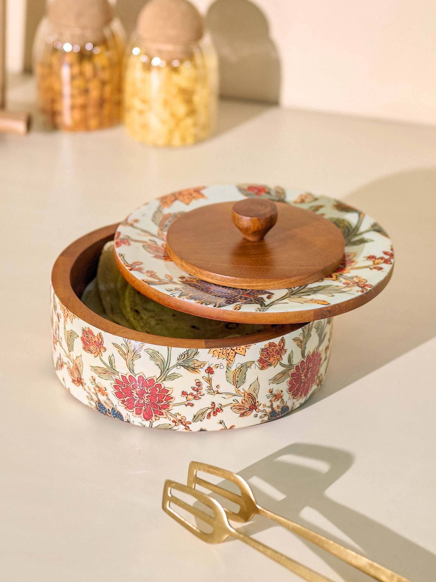 Brick Brown White Bela Wood Roti Box Casserole