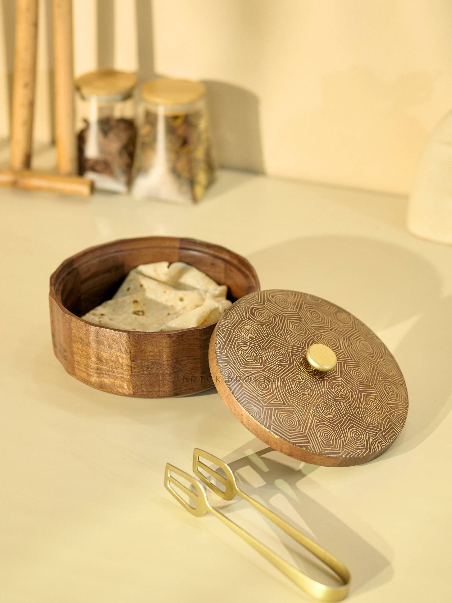 Brick Brown Brown Anant Wood Roti Box Casserole