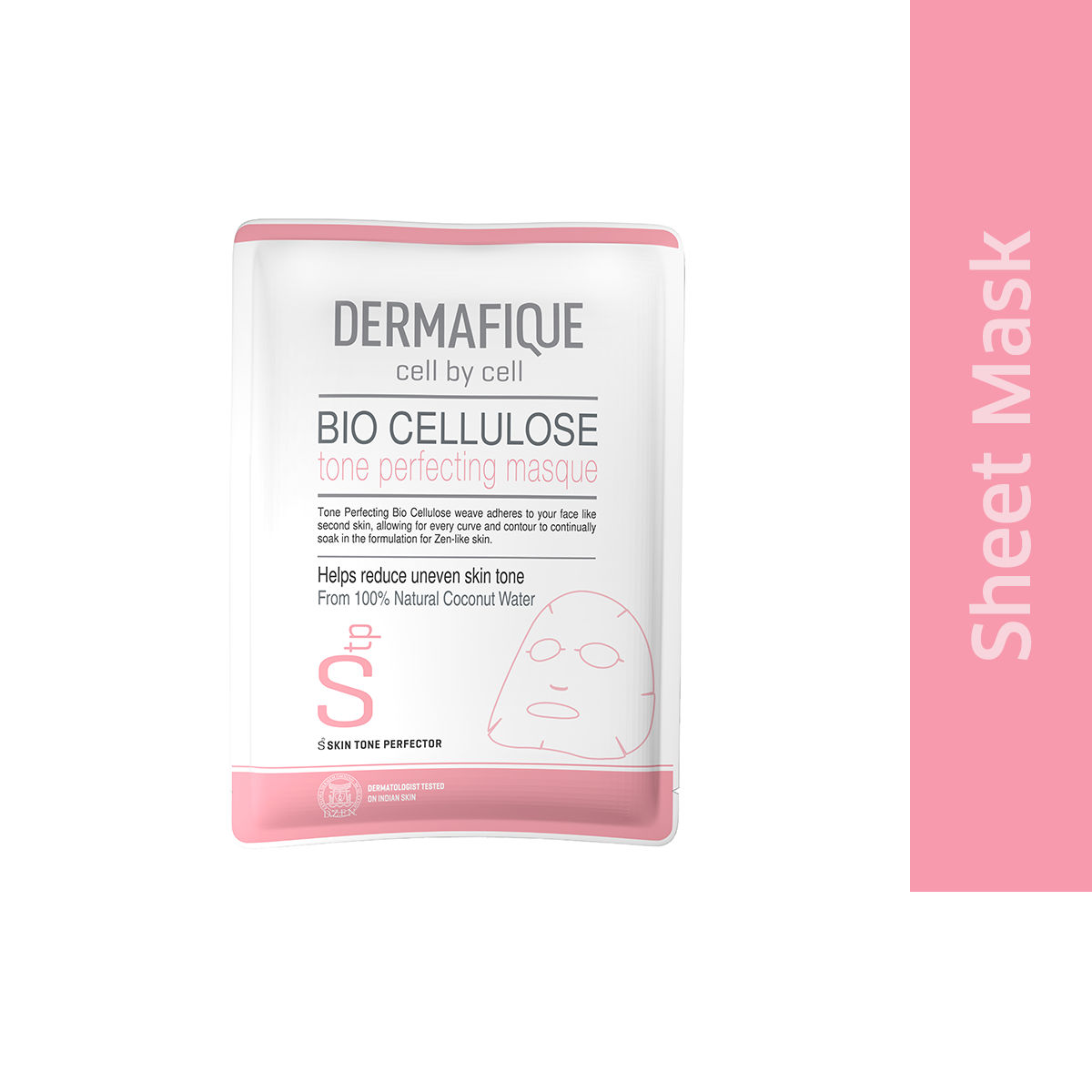 Dermafique Bio Cellulose Tone Perfecting Face Serum Sheet Mask for Uneven Skin Tone, Paraben free