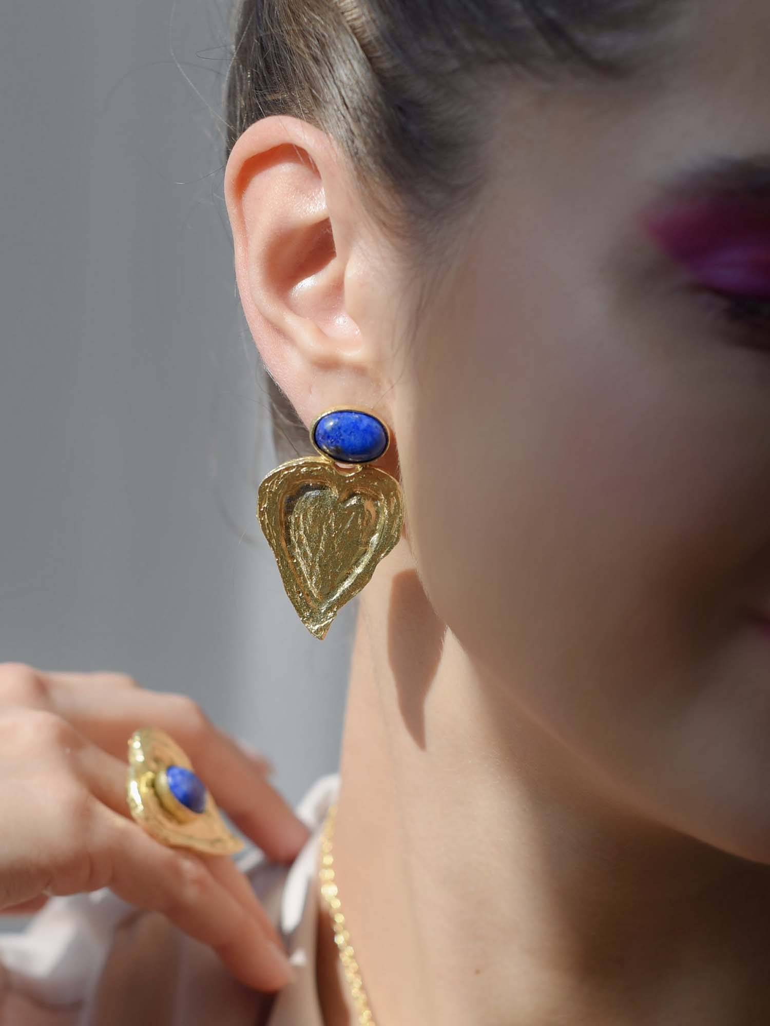 BaalaJewels Turquoise Lapis Heart Earrings