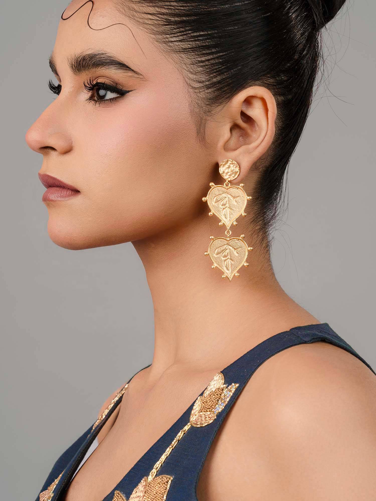 BaalaJewels Gold Heart Drops