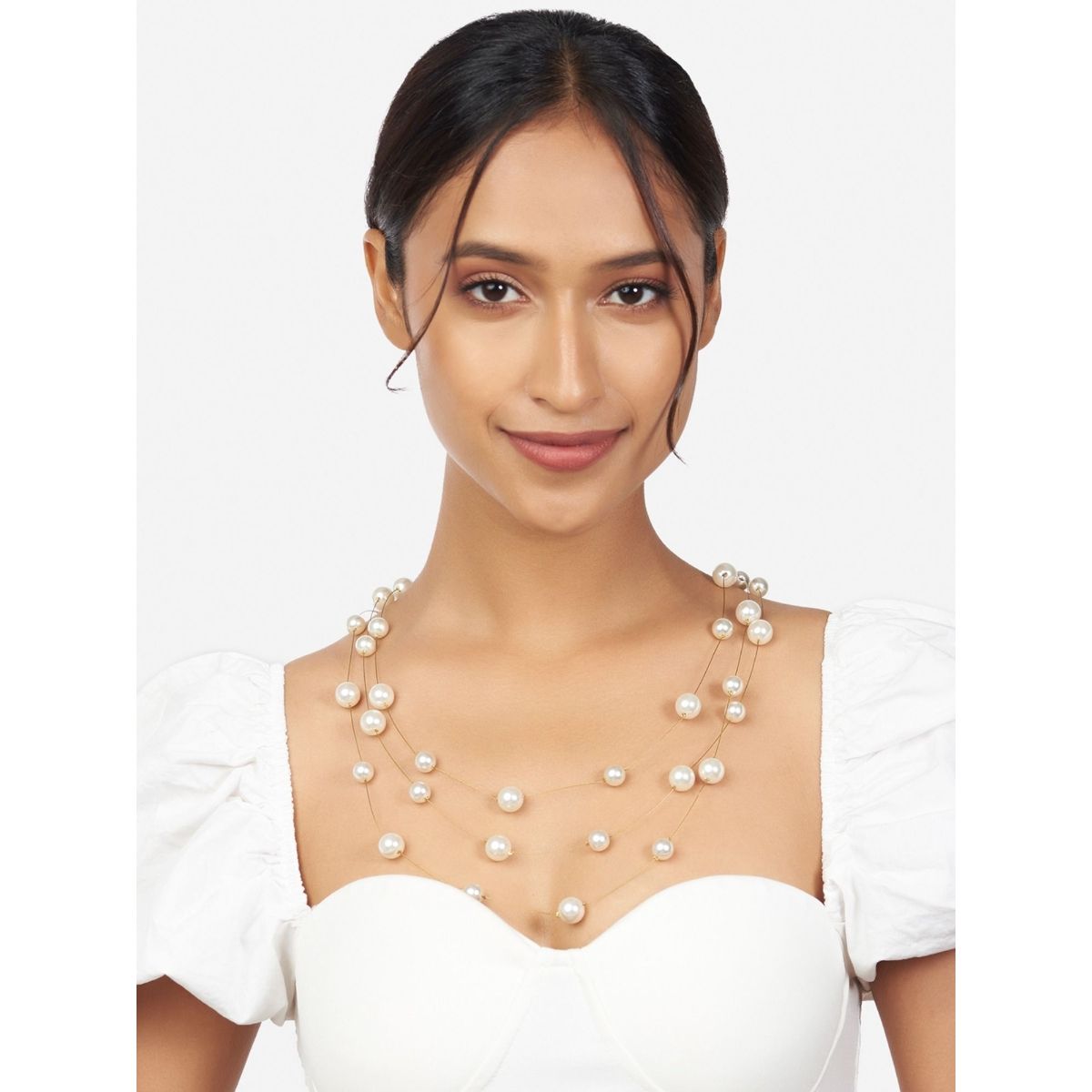 Ahaanya MultiStrand White Pearl Necklace Buy Ahaanya MultiStrand