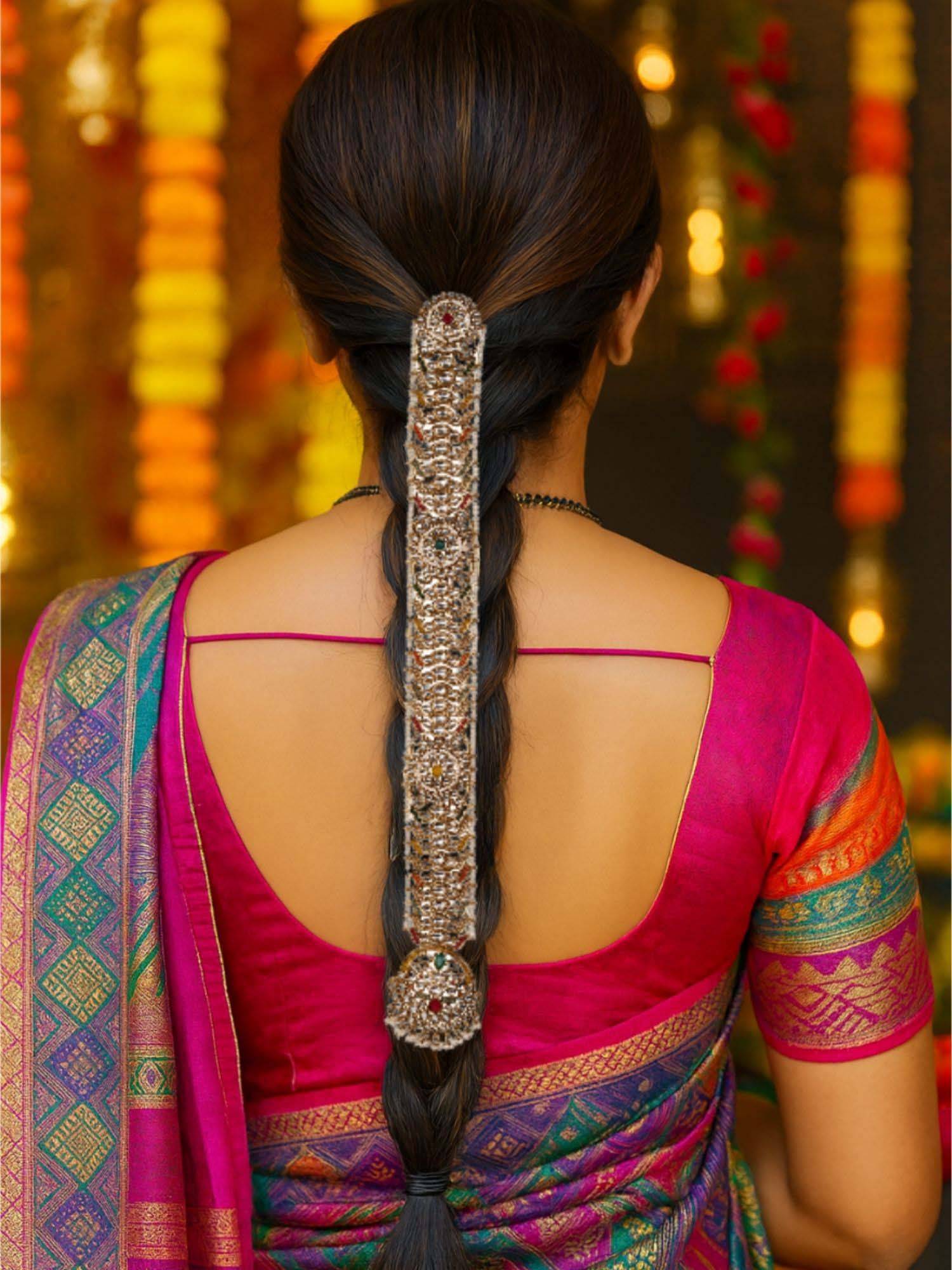 I Jewels White Gold Plated Kundan-Studded Head Chain