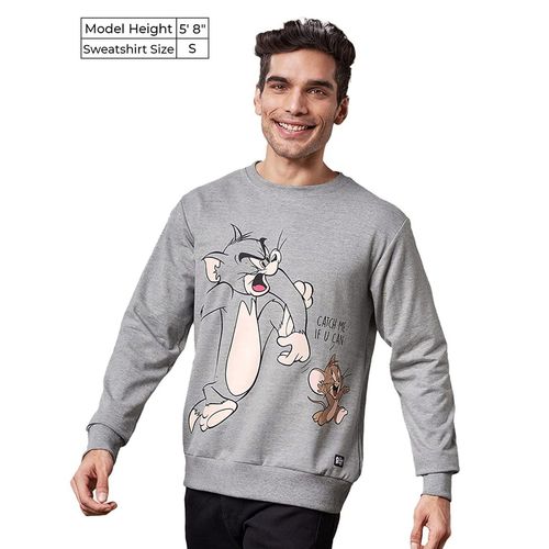 The Souled Store Men Official Tom And Jerry Catch Me If You Can Grey  Sweatshirts: Buy The Souled Store Men Official Tom And Jerry Catch Me If  You Can Grey Sweatshirts Online