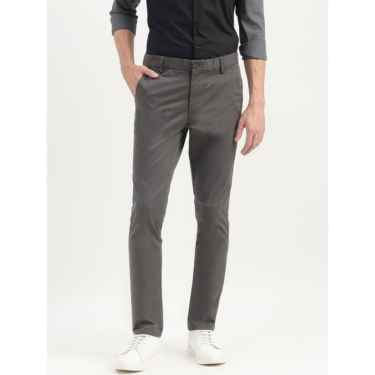 Buy United Colors of Benetton Monotone Slim Fit Trousers Online