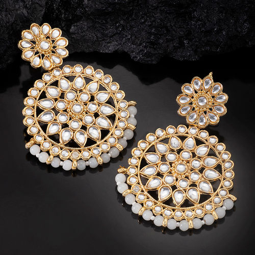 Peora Indian Traditional Jewellery Gold Plated Chandbali Moon Shape  Earrings For Women (PF37E2462W)