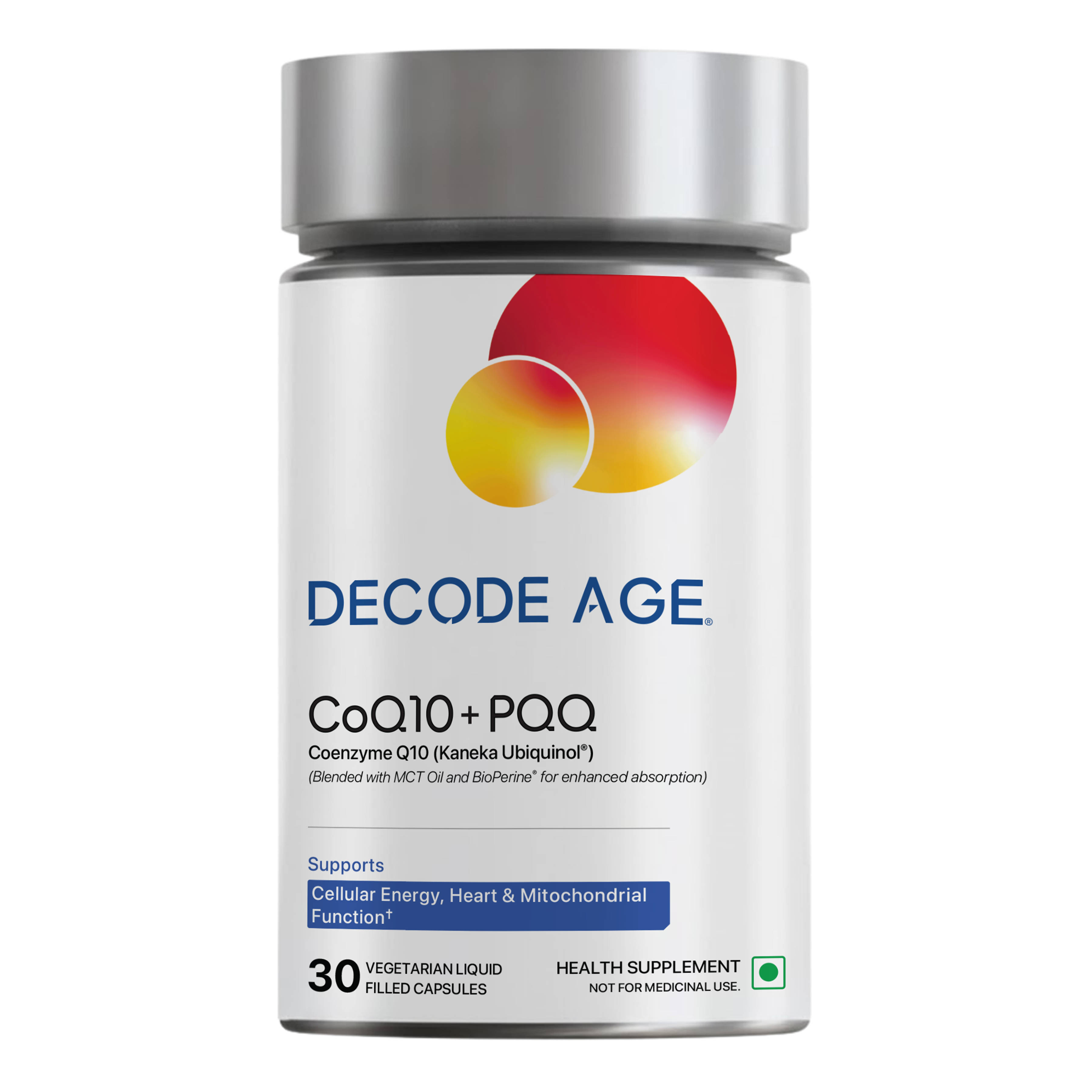 Decode Age CoQ10 Supplement with PQQ-For Cellular Energy, Heart Health&Healthy Ageing Capsules