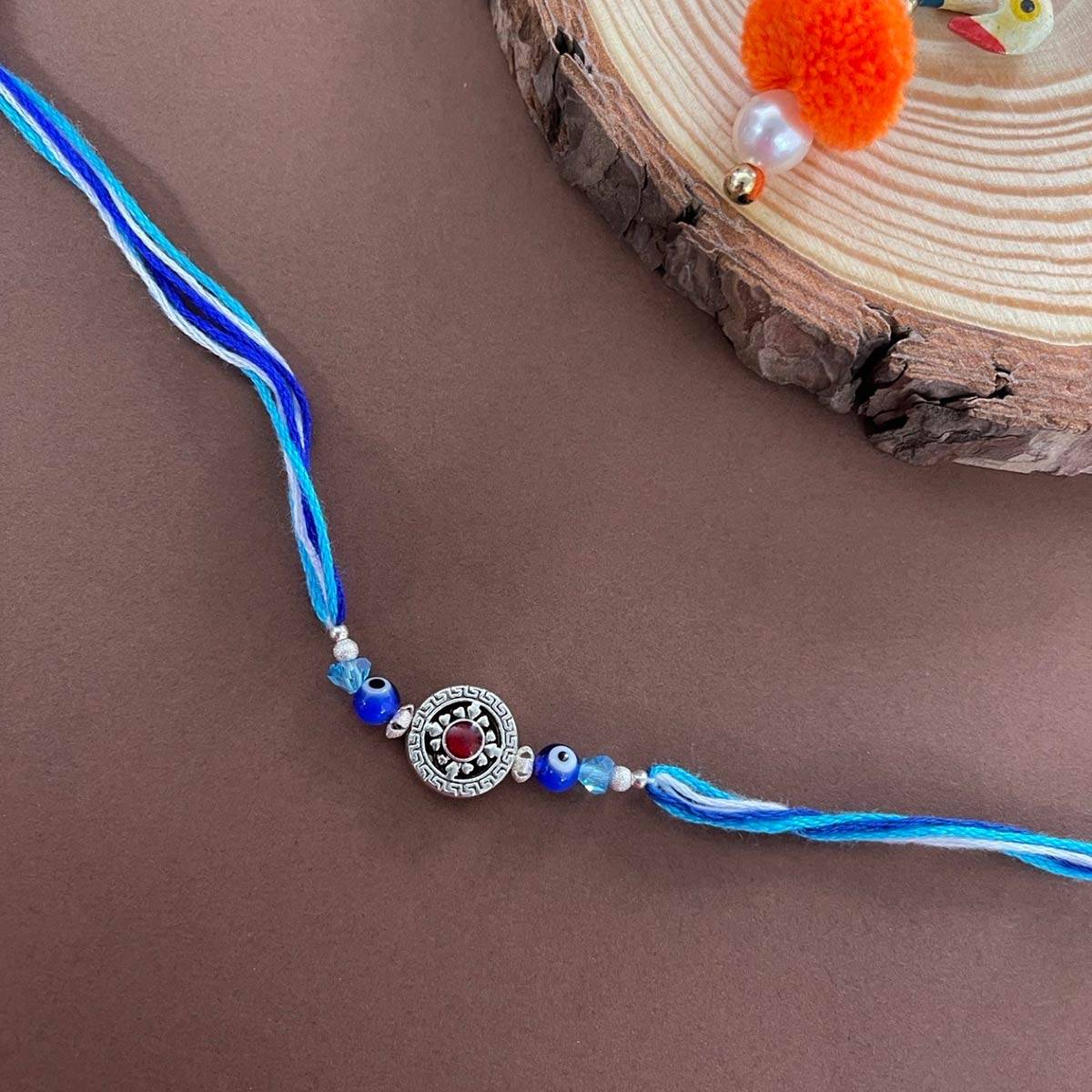 Digital Dress Room Beautiful Designer Tibetan Rakhi Evil Eye & Crystal Beads Thread Rakhi