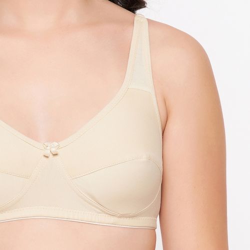 Buy Clovia Cotton Spandex Solid Non-Padded Full Cup Wire Free Everyday Bra  - Nude Online