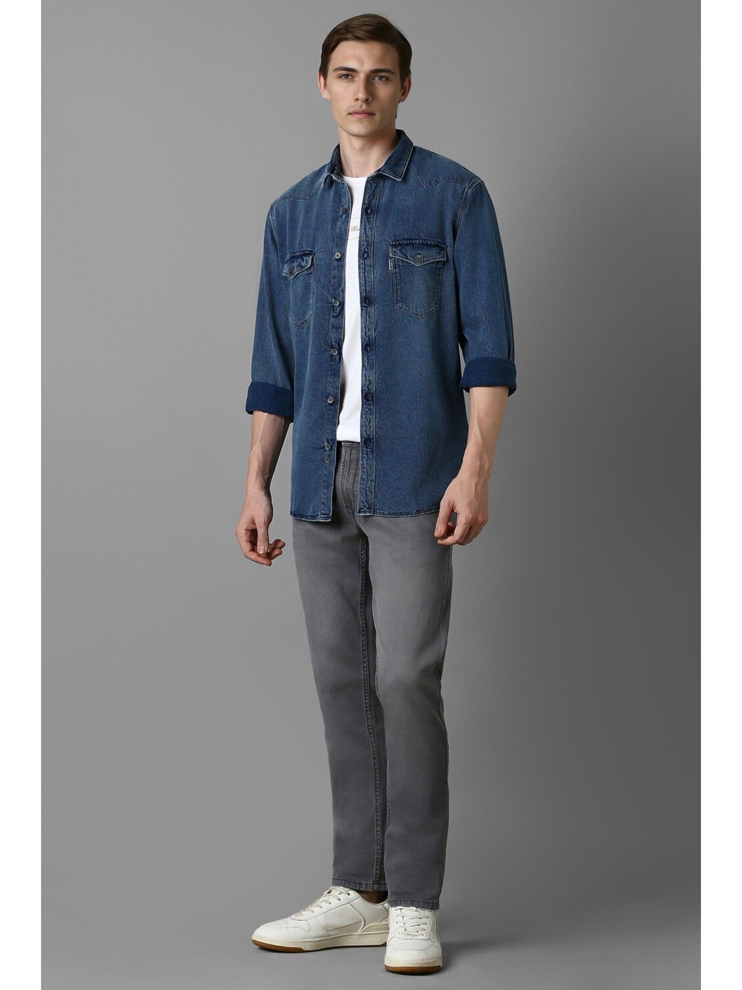 Louis philippe denim shirts on sale