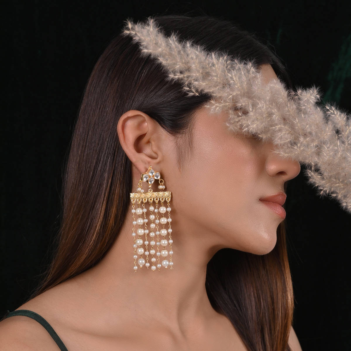 Shlok Jewels Paulmi Kundan Pearl Earrings