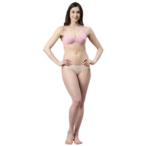 Buy Enamor A042 Non Padded Side Support Shaper Stretch Cotton Everyday Bra-ginko  Scattered Pink Online