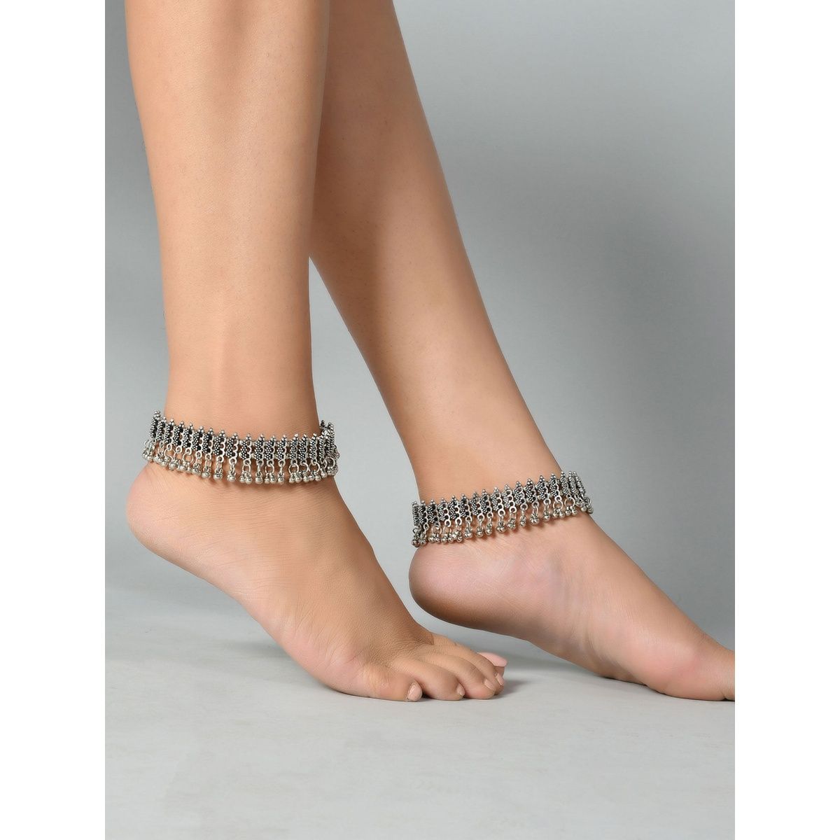 Buy Silvermerc Designs Traditional Oxidised Silver Jhaanjar Anklets Online