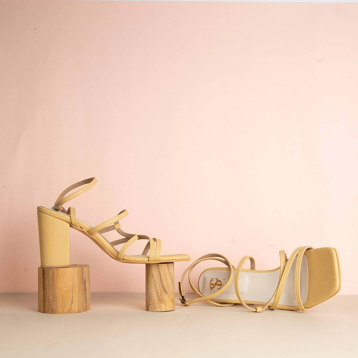 Buy Shoe that fits you Solid Mustard Strappy Heels Online
