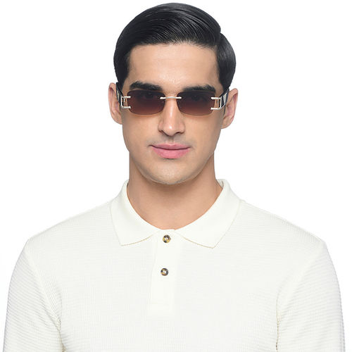 Vincent Chase by Lenskart Gold Brown Gradient Rimless Rectangle Polarized  Sunglasses VC S16835-C1 (39)