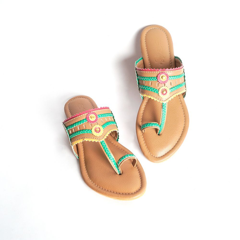 Buy Sole House Plain Colour Pop Nude Kolapuri Flats Online