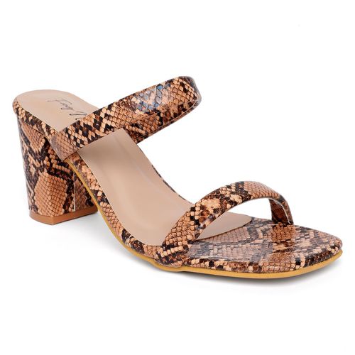 Buy Dapper Feet Double-Strap-Sandals-Brown-Snake-Print Online