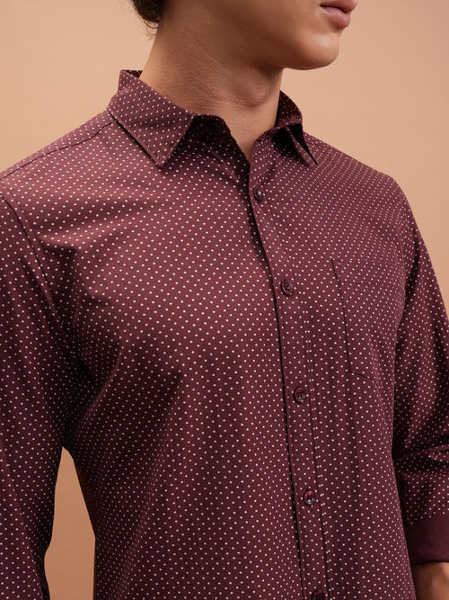 burgundy dress heels Vintage Fat face men's Maroon White Polka Dot Button Down Heavyweight   weighnpayclothingstore