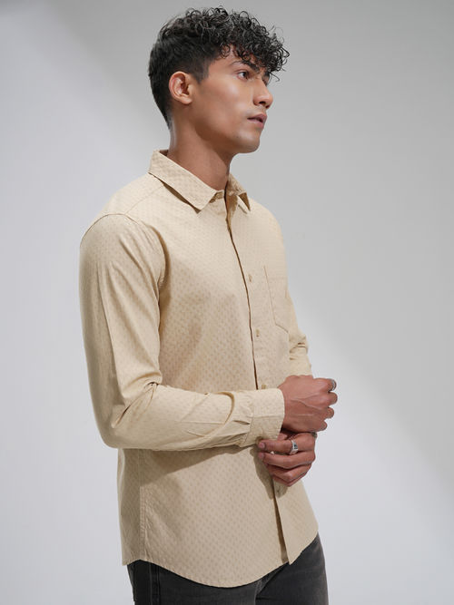 Buy HIGHLANDER Men Cream Slim Fit Opaque Casual Shirt Online