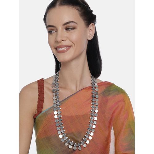 Buy LAIDA Silver Oxidized Handcrafted Coin Design Long Necklace Online