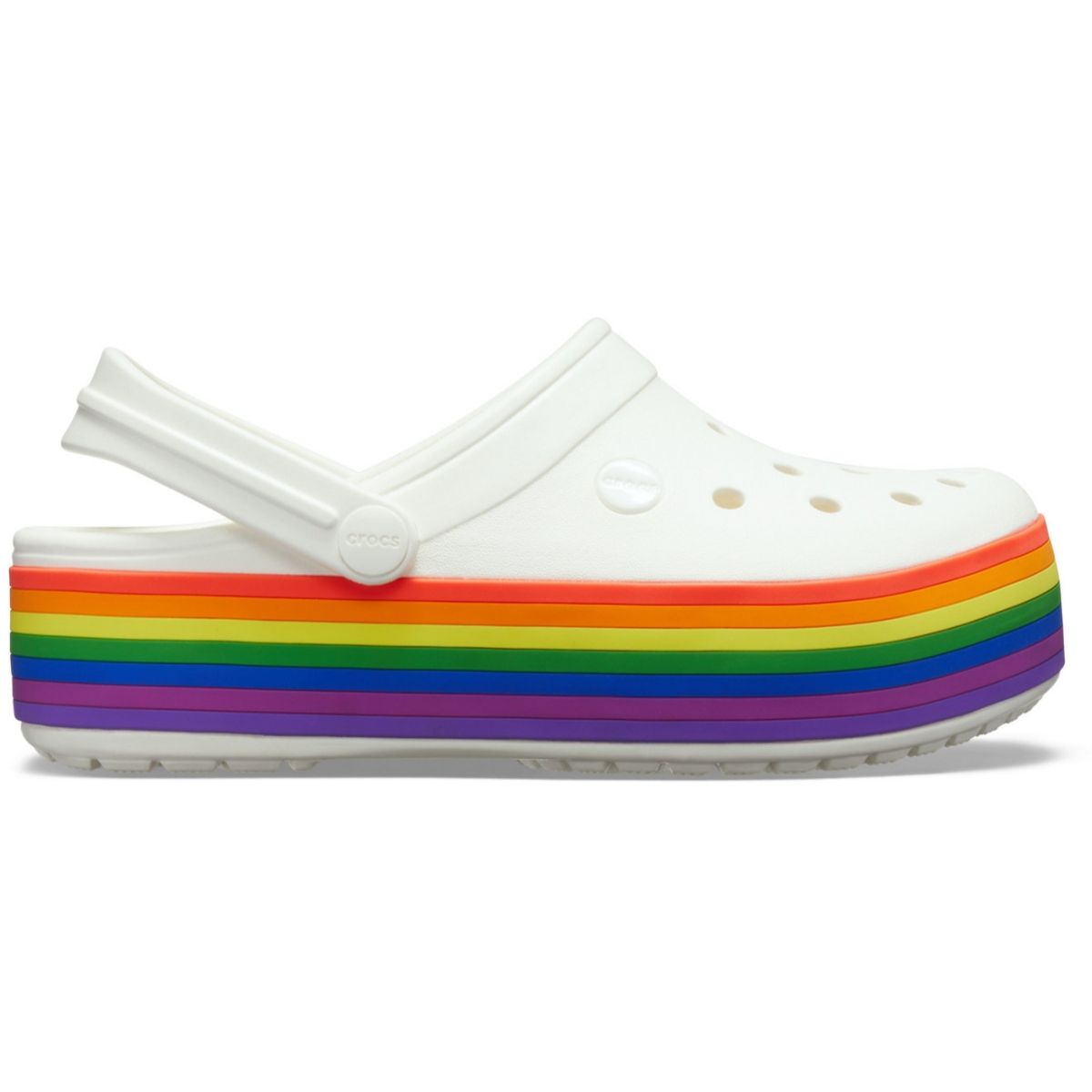 Rainbow white crocs sale