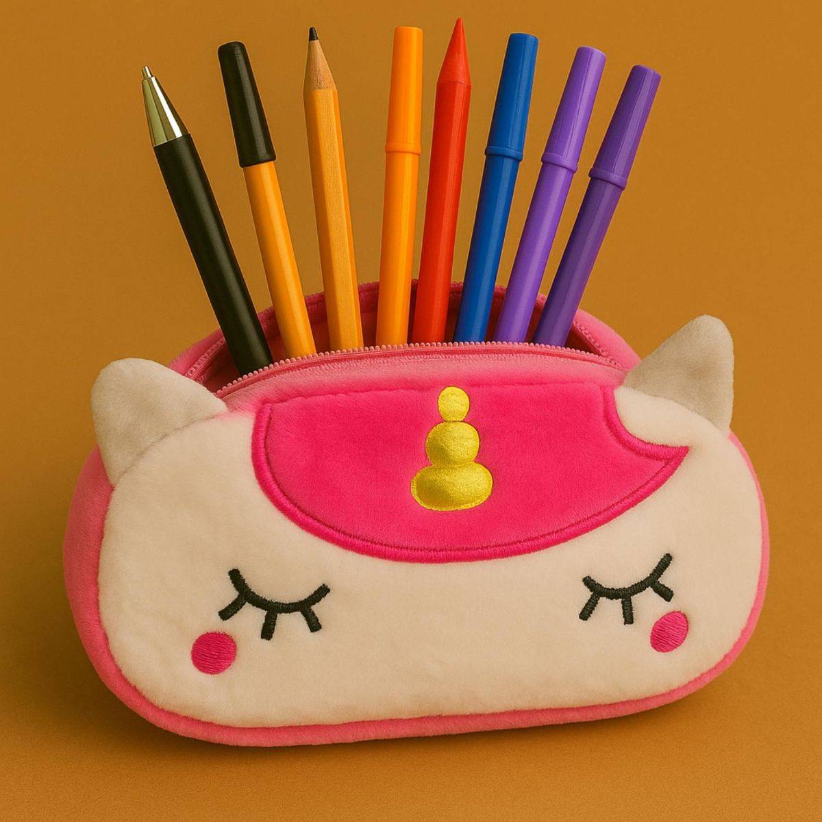 Awestuffs Unicorn with Golden Horn Pencil Pouch