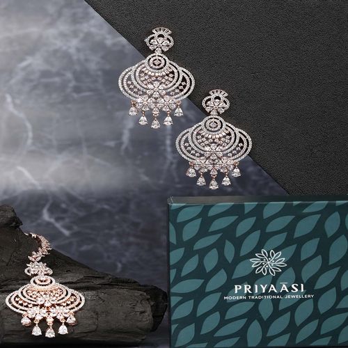 Rose Gold Plated Cubic Zirconia & American Diamond Jewellery Set With  Maangtikka for Women & Girls. at Rs 653/set, Mumbai