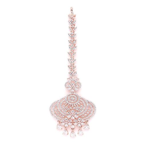 Rose Gold Plated Cubic Zirconia & American Diamond Jewellery Set With  Maangtikka for Women & Girls. at Rs 653/set, Mumbai