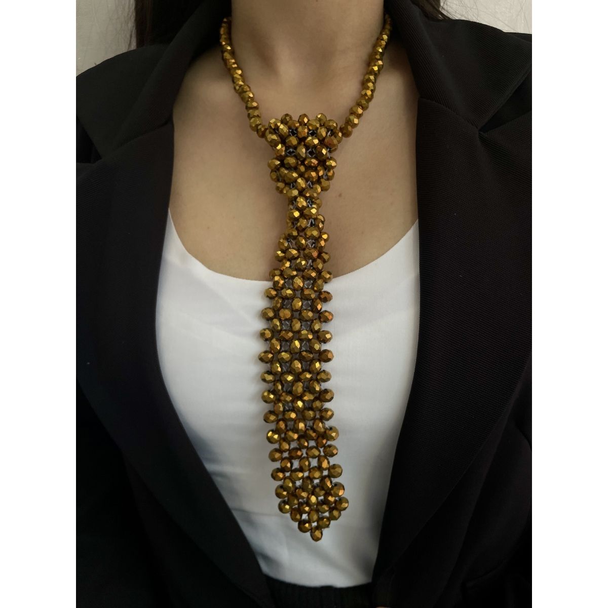 Buy ISHKAARA Gold Dazzle Beaded Tie Necklace Online