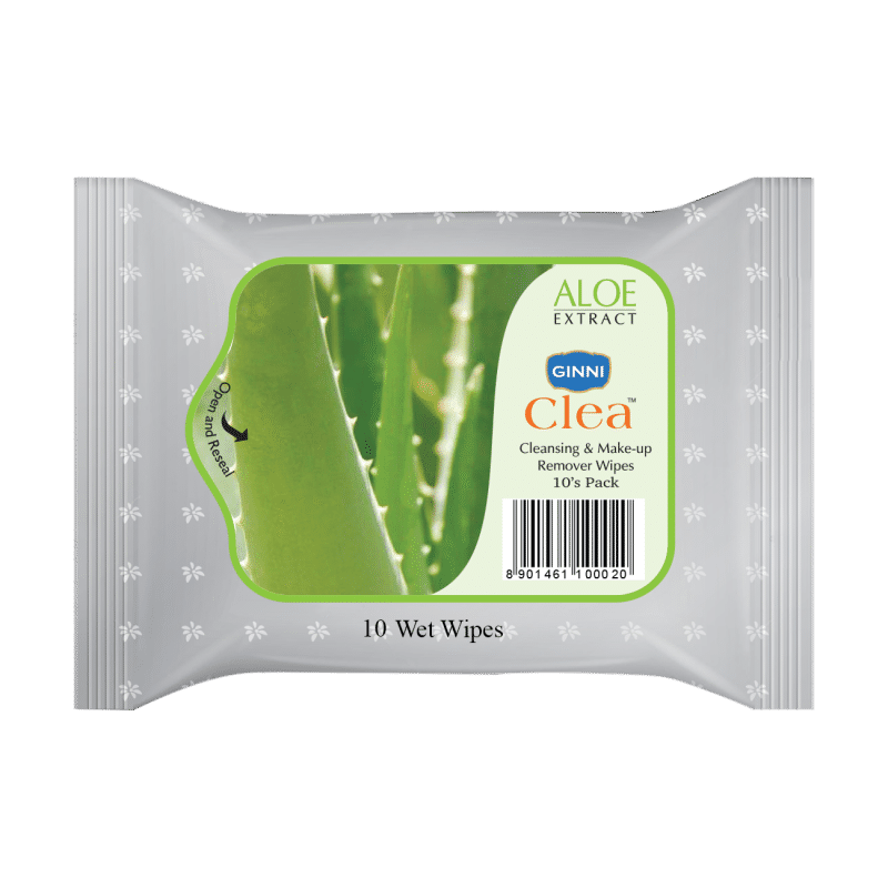 Ginni Clea Cleansing & Makeup Remover Wet Wipes - Aloevera (10 Wipes)