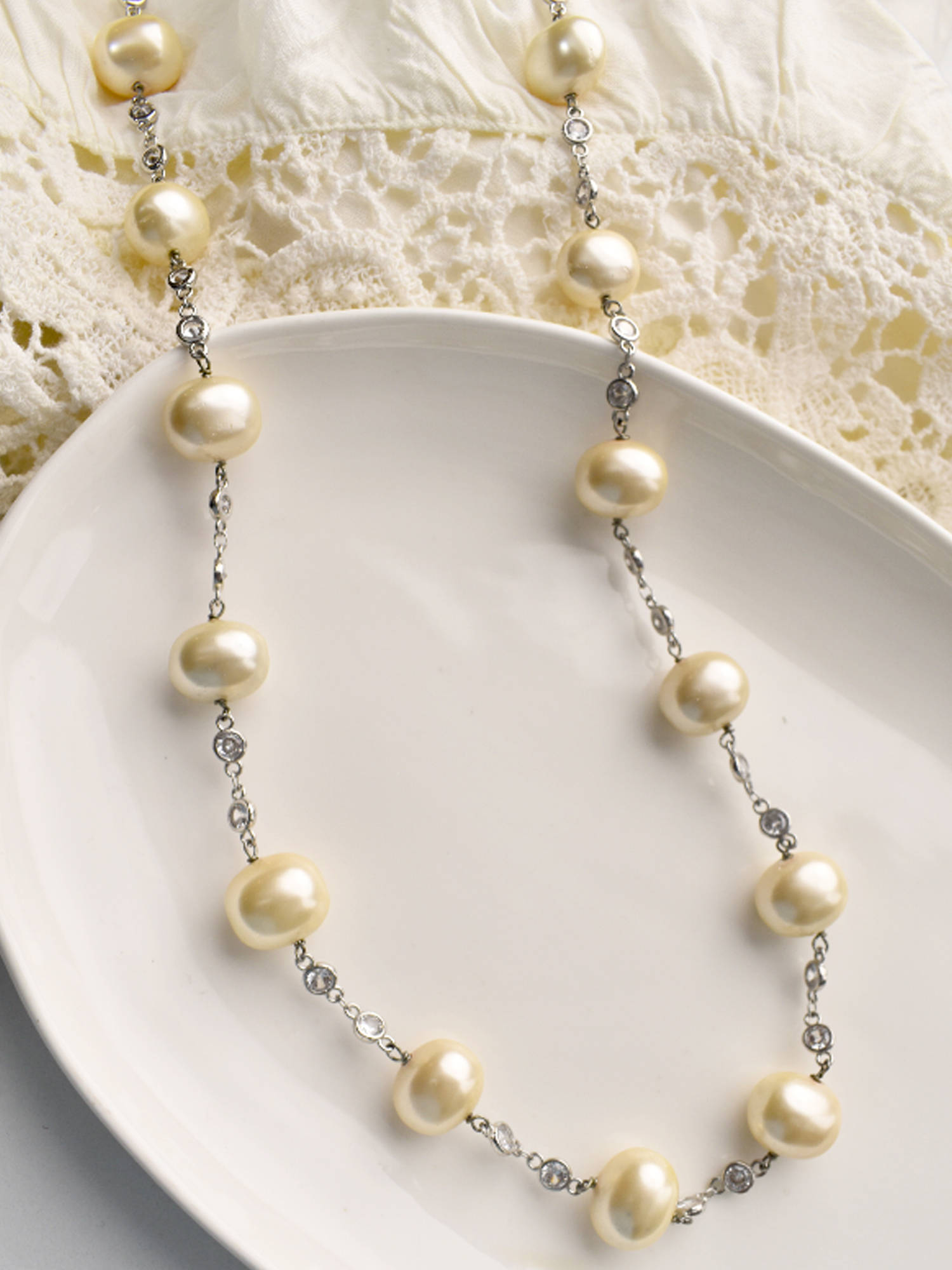Peach Tassels Long Beads Moti Beads Necklace for Women