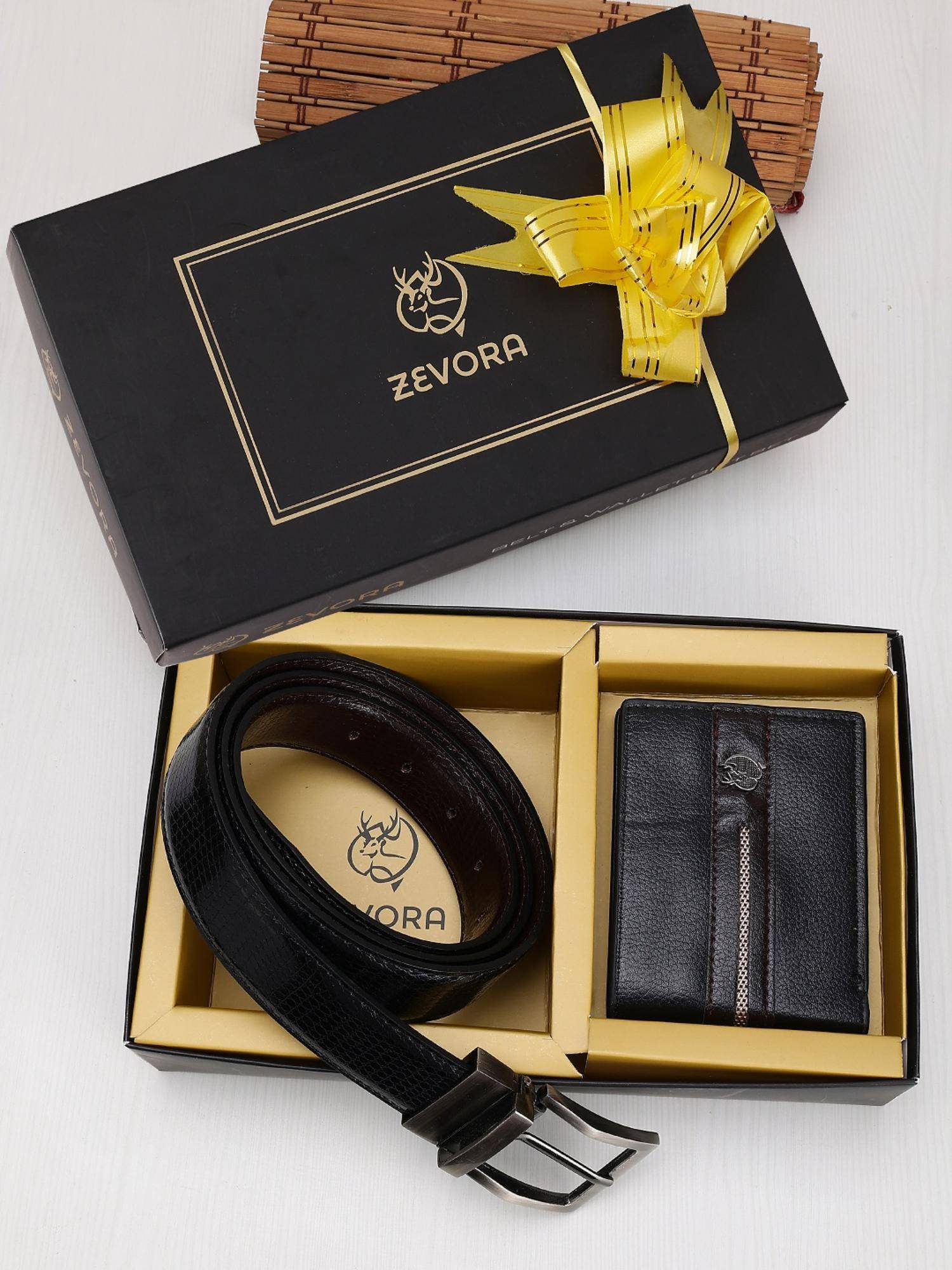 Zevora Buy ZEVORA Men Reversible Black Belt & Wallet Online