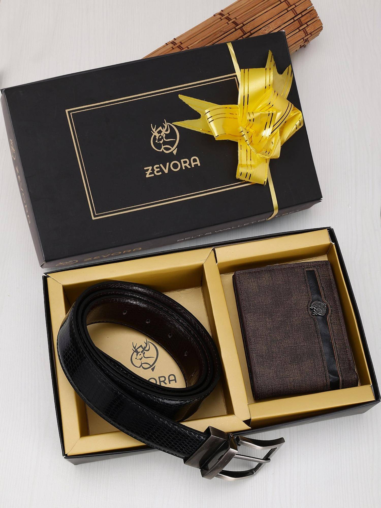 Zevora Buy ZEVORA Men Reversible Black Belt & Wallet Online