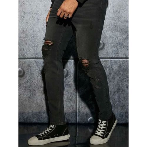 Buy Off Duty India Knee Cut Out Patched Regular Fit Men Jeans