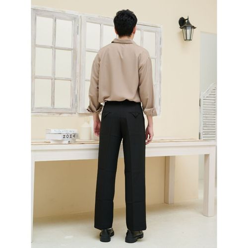 Off Duty India Korean Baggy Loose Fit Pants For Men Black