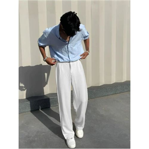 White Pants Outfit Men Aesthetic Off Duty India Korean Baggy Loose