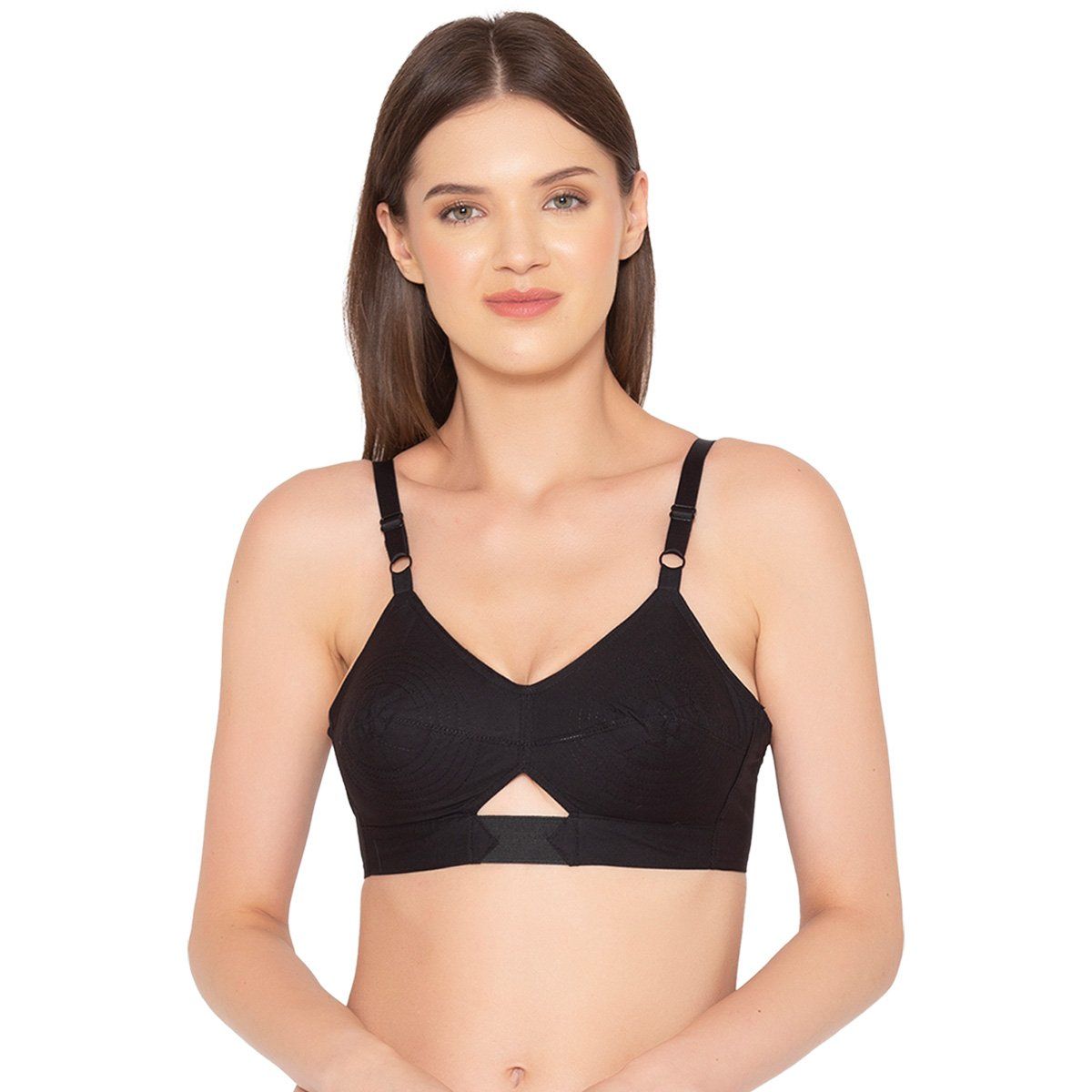 Buy Groversons Paris Beauty Women's Cotton Non-Padded Wireless Super Lift  Full Coverage Bra -Black (32B) Online