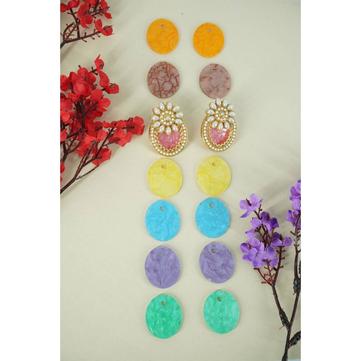 GRIIHAM Gold-Plated Contemporary Studs Earrings
