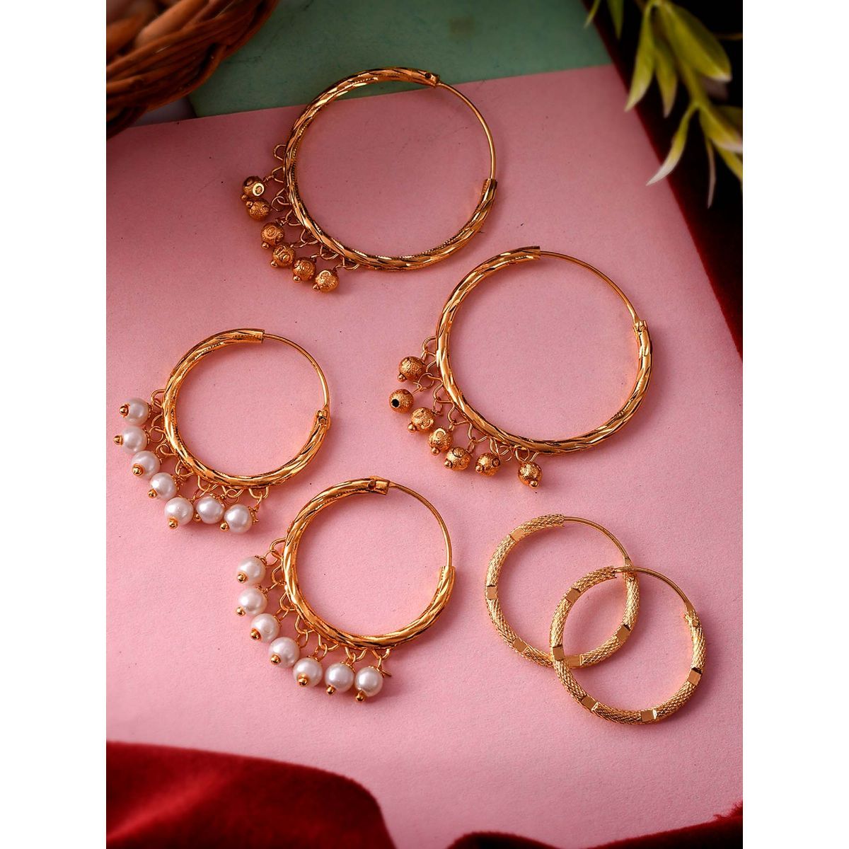 Buy Red Hoop Earrings Gold Hoop Earrings for Women Gold Online in India   Etsy
