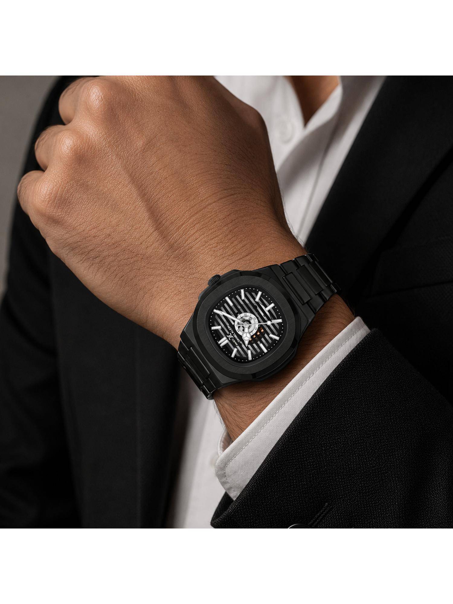 Daniel Klein Men Black Skeleton Style Dial Analog Watch (DK.20.10014-3) (M)