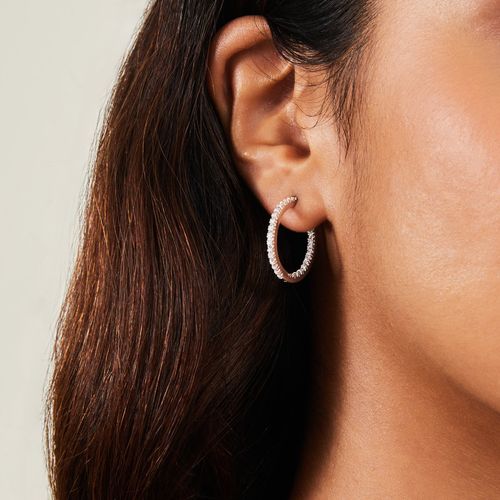 Accessorize London Womens Sterling Silver Plated Sparkle Cubic Zirconia  Hoops Earrings