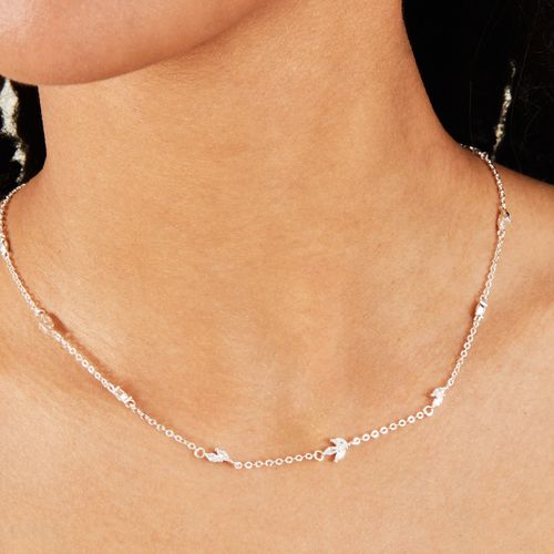Accessorize London Womens Sterling Silver-plated Cubic Zirconia Vine Collar  Necklace