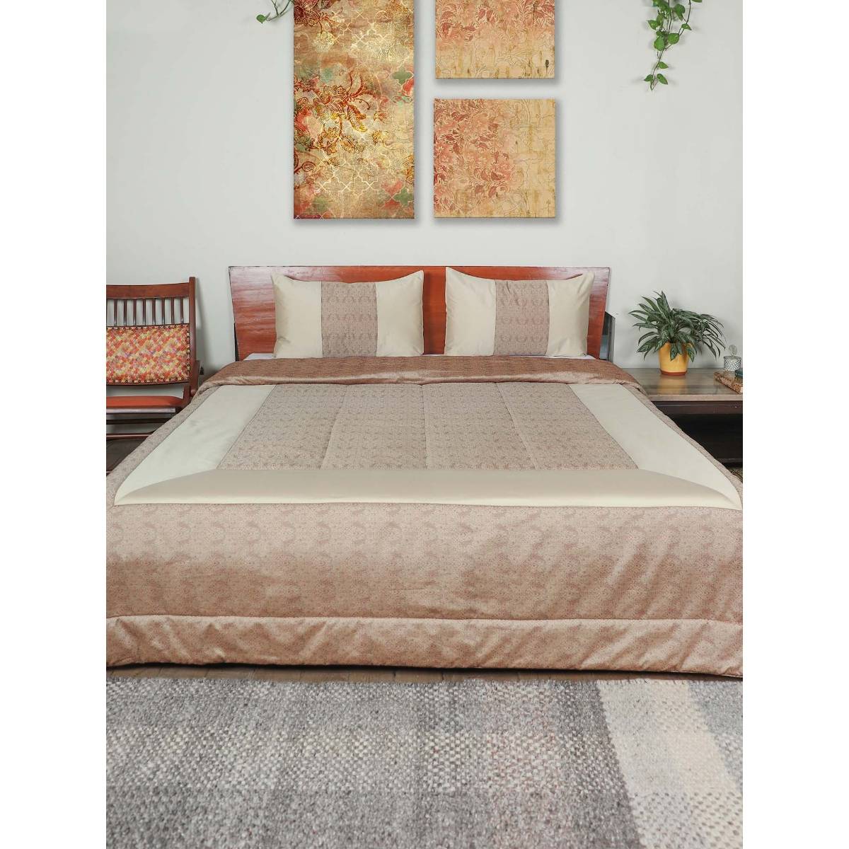 Zeba World Zeba Quilt with 2 Pillow Shams 300TC Brown (Queen)