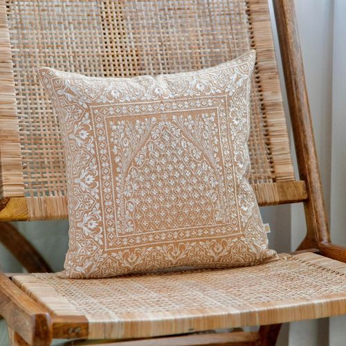 Khaabka Mehr Mehrab Cotton Linen Embroidered Cushion Cover (Pack of 2)  (16x16 Inches)