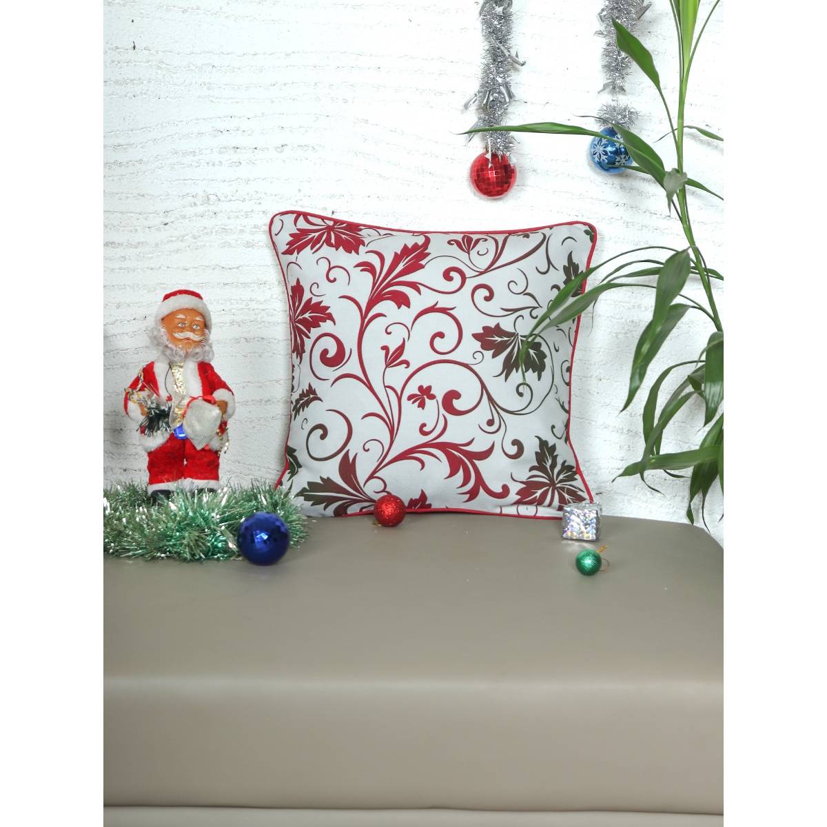 Zeba World 1 Christmas Cushion Cover for Sofa Bed Multicolor (16x16 Inches)