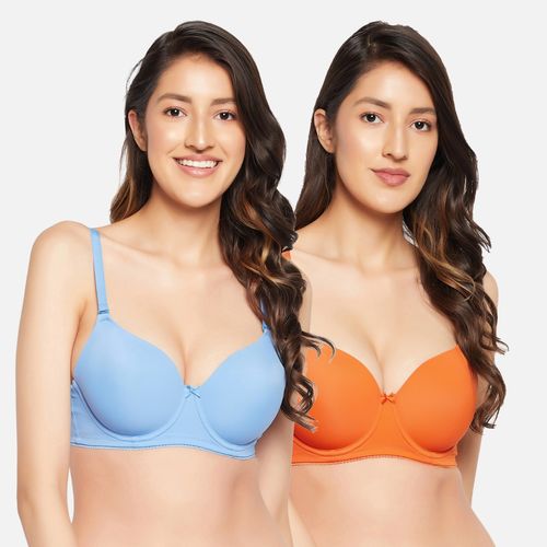 Buy Clovia Polyamide Solid Padded Full Cup Underwired T-shirt Bra - Multi  Color (Pack of 2) Online