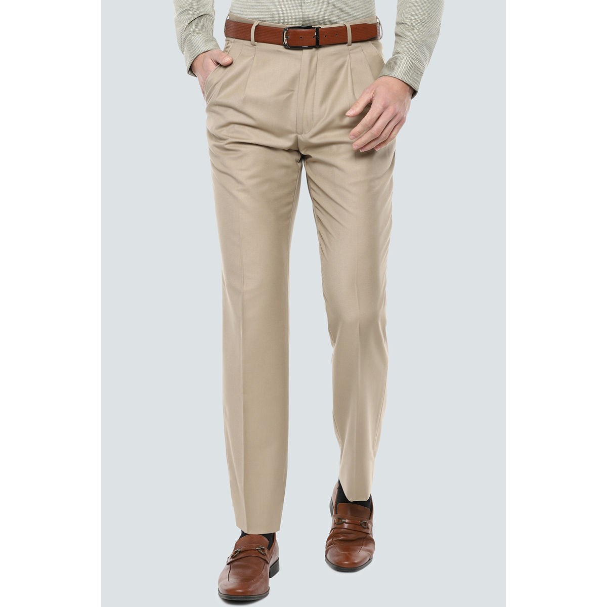 Louis Philippe Formal Trousers  Buy Louis Philippe Men Beige Regular Fit  Textured Flat Front Formal Trousers Online  Nykaa Fashion