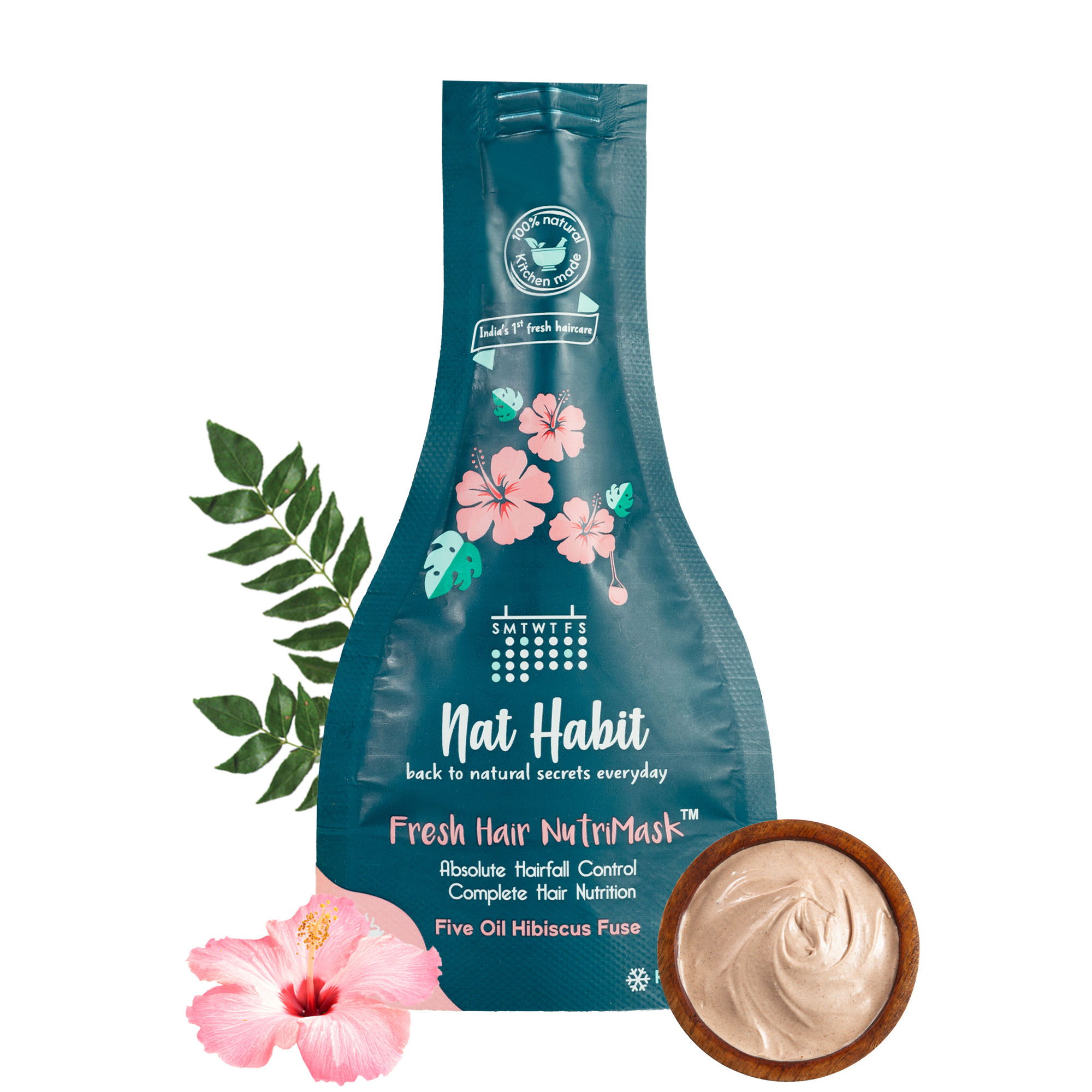 Nat Habit 5-Oil Hibiscus FRESH Hair Mask (NutriMask) - Hair Growth, Hairfall, Conditioning, 19 Herbs