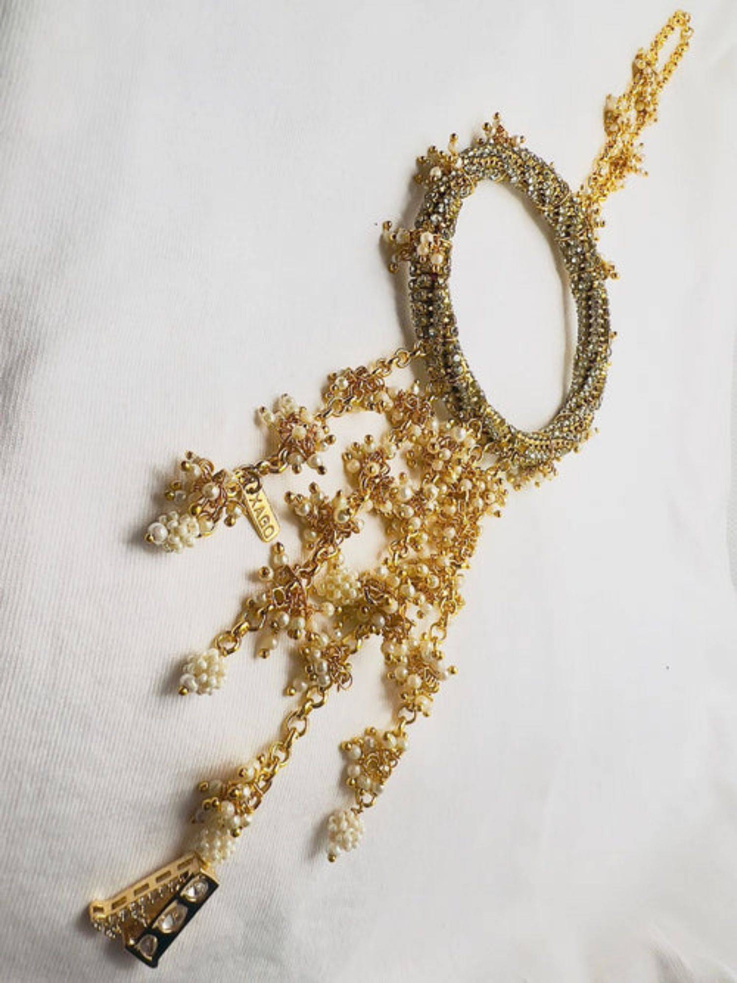 XAGO Le Aruni White Pearl and Kundan Bracelet