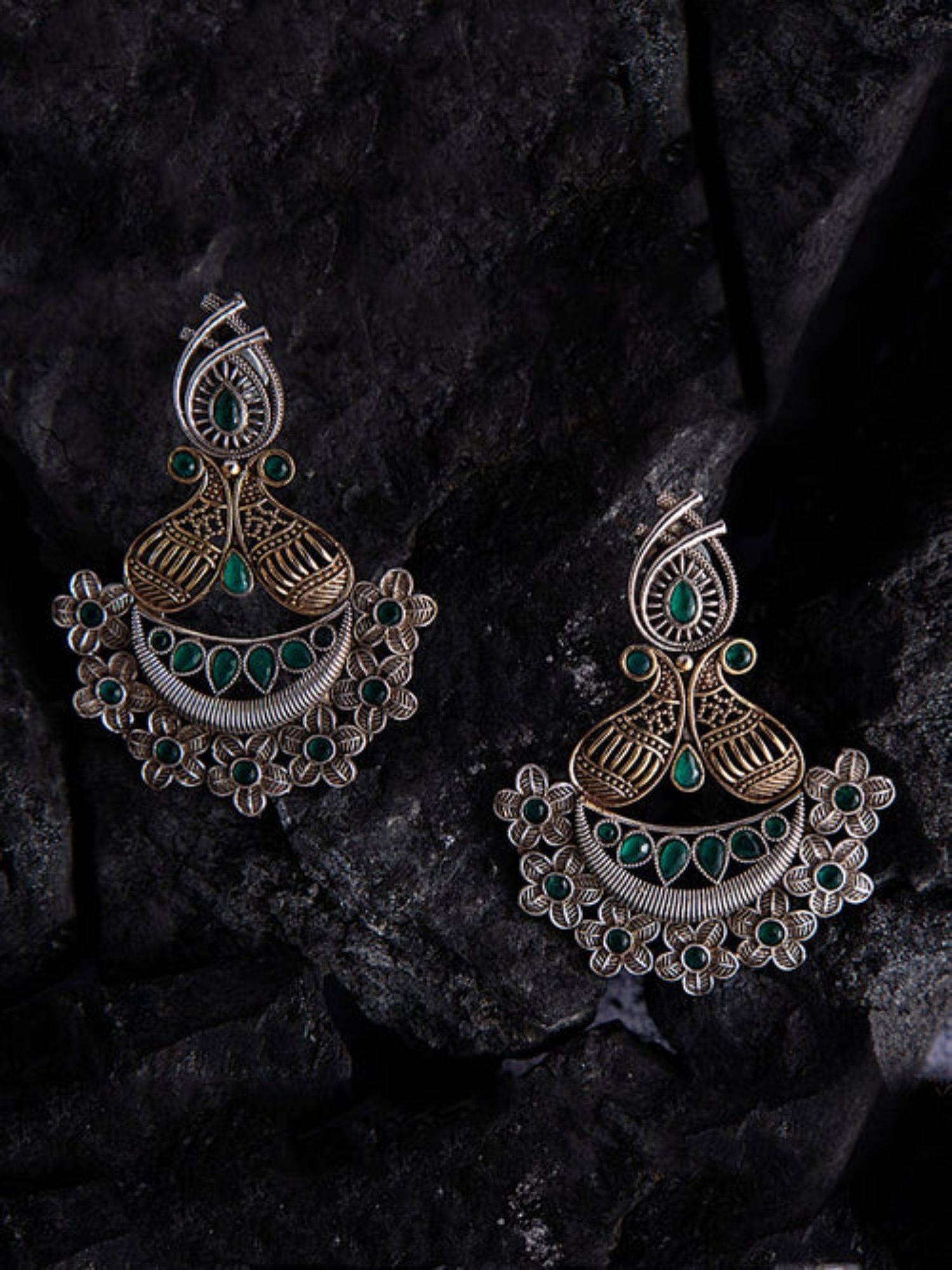 XAGO Le Basilia Green-Plated Beaded Dome-Shaped Earrings
